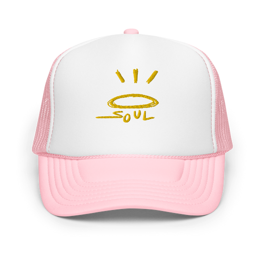 HALO "Samsara" ROSE PINK Embroidered 3-D Puff Trucker Hat x De La Soul Childs' Infamous Logo and Signature *FREE SHIPPING ON ME, LIMITED TIME*