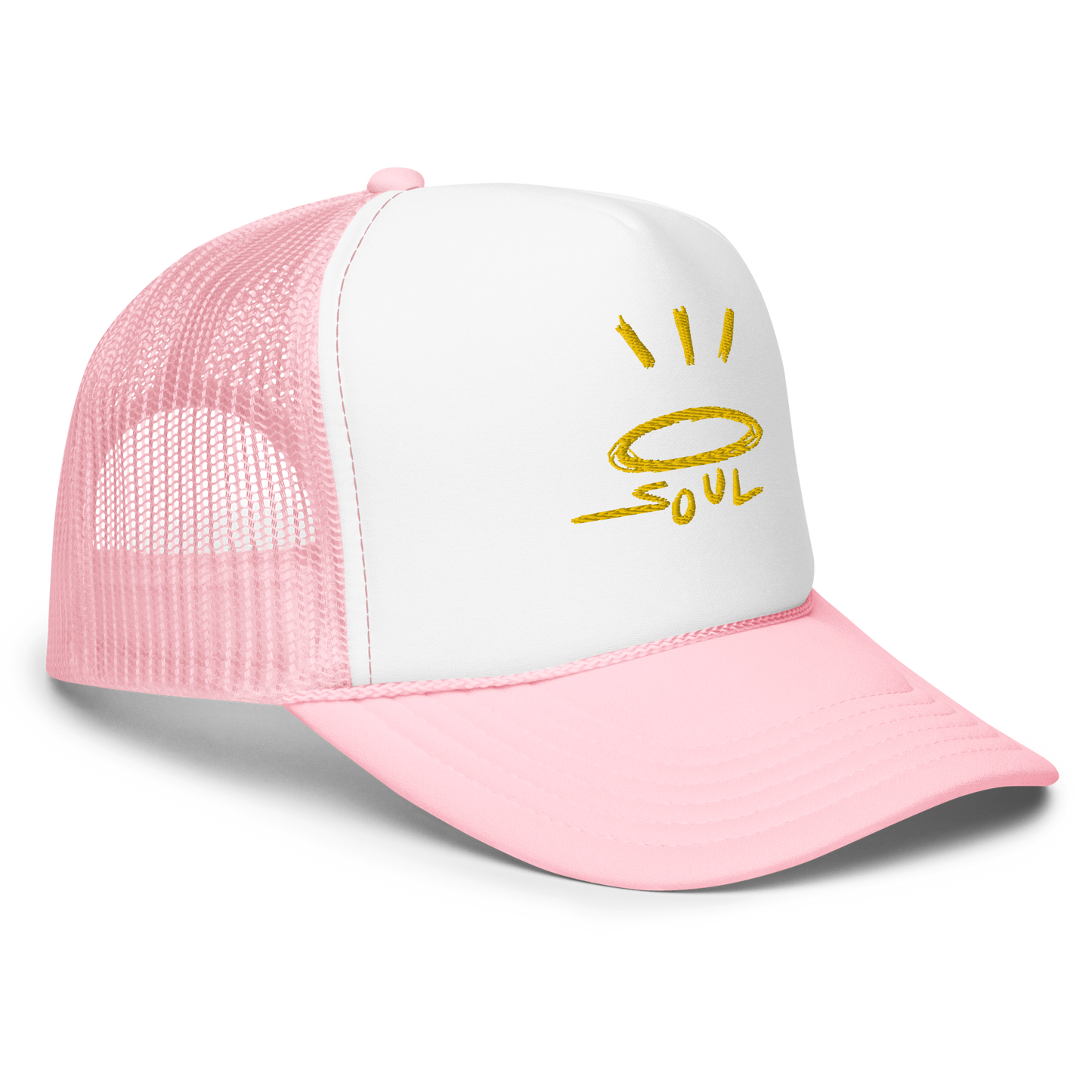 HALO "Samsara" ROSE PINK Embroidered 3-D Puff Trucker Hat x De La Soul Childs' Infamous Logo and Signature *FREE SHIPPING ON ME, LIMITED TIME*