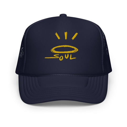 HALO "Samsara" NAVY BLUEBERRY Embroidered 3-D Puff Trucker Hat x De La Soul Childs' Infamous Logo and Signature *FREE SHIPPING ON ME, LIMITED TIME*